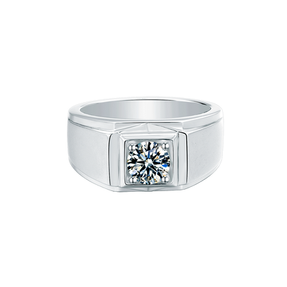925 Silver Round Moissanite 6.5mm Crown XI Style Men's Ring