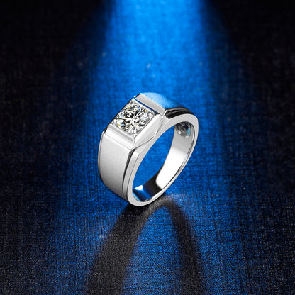 925 Silver Round Moissanite 6.5mm Crown XI Style Men's Ring