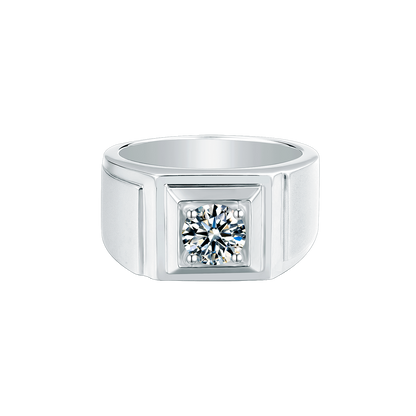 Classic 925 Sterling Silver Men's Wedding and Engagement Ring, 1.0CT