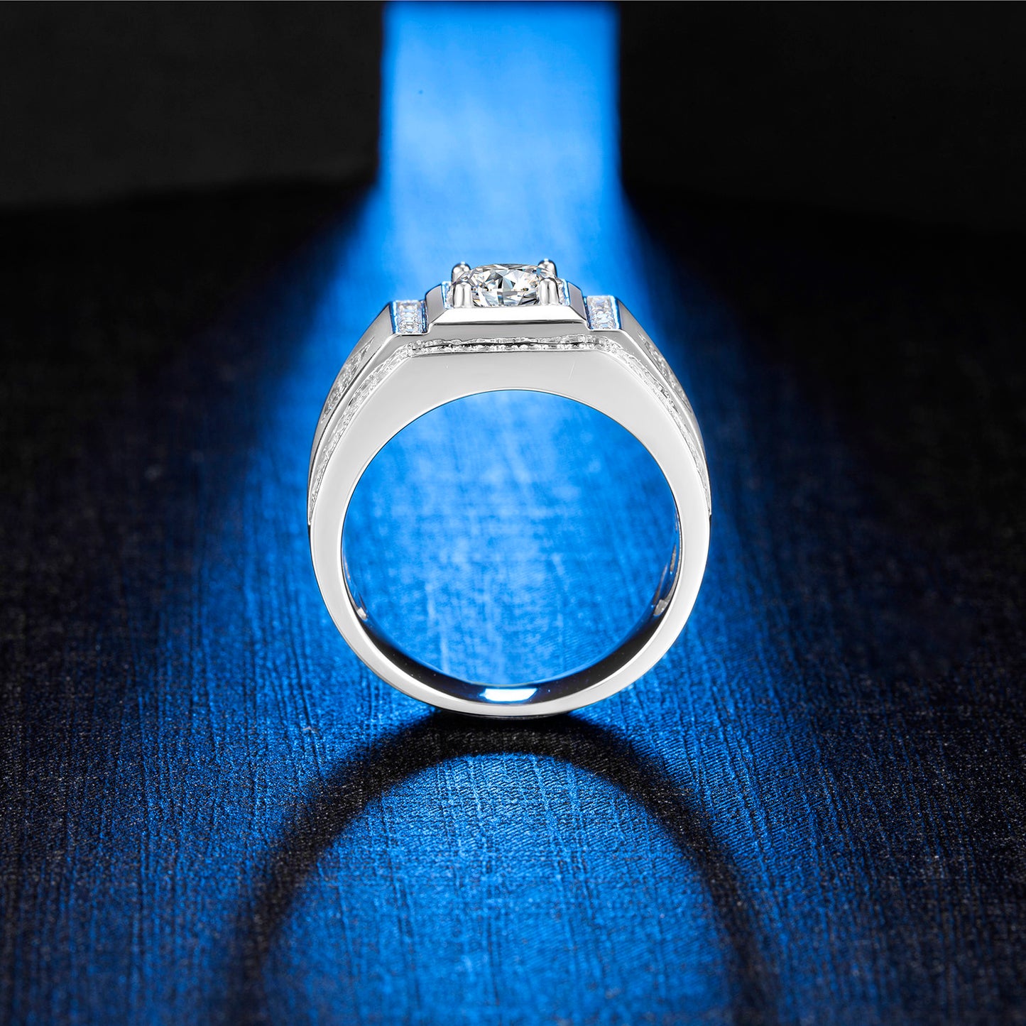 1CT 6.5MM Moissanite Sterling Silver Halo Ring for Men