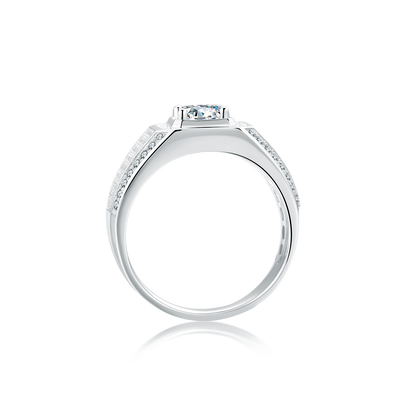3 Carat Moissanite Men's Ring, 925 Silver D Color VVS1 Full Diamond