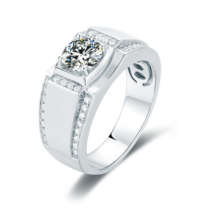 Luxury 1CT Moissanite Men's Ring in D Color VVS1, Set in 925 Sterling Silver