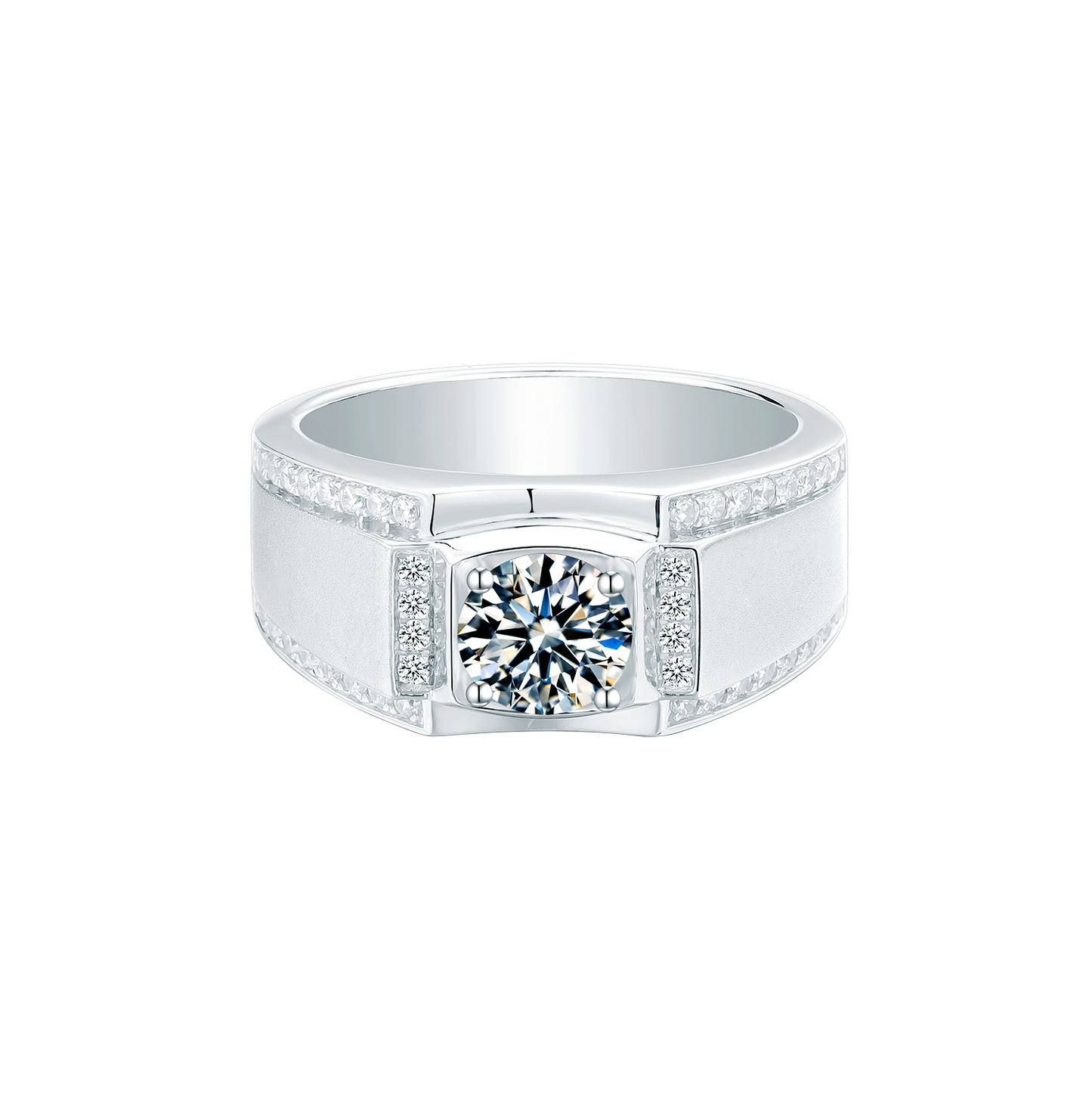 Luxury 1CT Moissanite Men's Ring in D Color VVS1, Set in 925 Sterling Silver