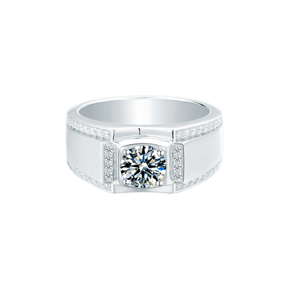 Luxury 1CT Moissanite Men's Ring in D Color VVS1, Set in 925 Sterling Silver