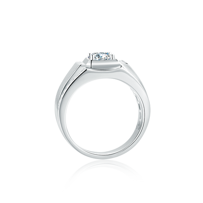 Luxury 1CT Moissanite Men's Ring in D Color VVS1, Set in 925 Sterling Silver