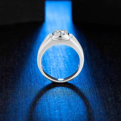 Luxury 1CT Moissanite Men's Ring in D Color VVS1, Set in 925 Sterling Silver