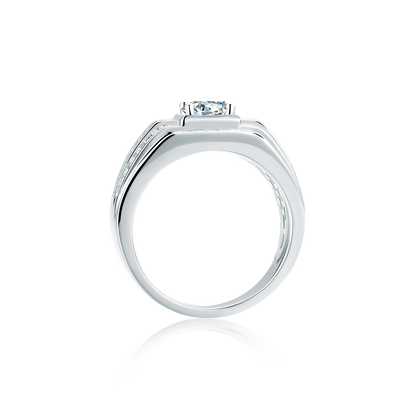 Men's Moissanite Engagement Ring, 1CT Wedding Band in 925 Sterling Silver