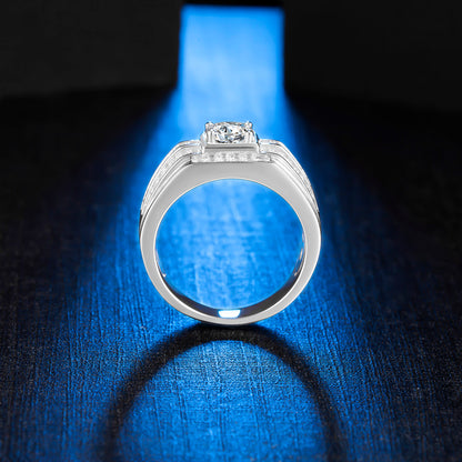 Men's Moissanite Engagement Ring, 1CT Wedding Band in 925 Sterling Silver
