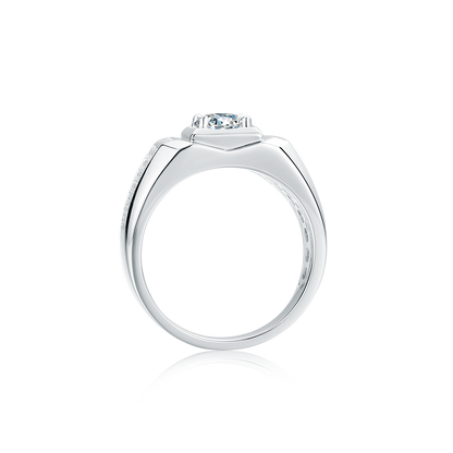 Sterling Silver 1.0CT 6.5mm D VVS1 Moissanite Men's Engagement Ring