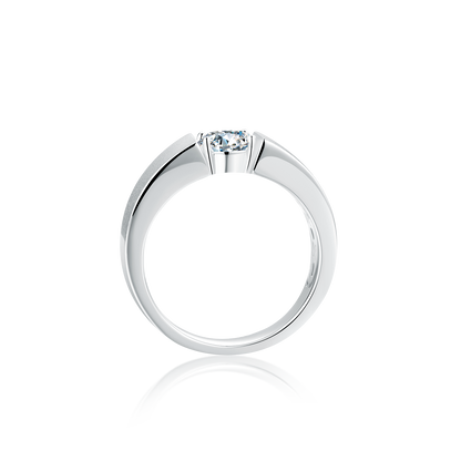 Single Moissanite Diamond 1CT Men's Ring – 925 Sterling Silver