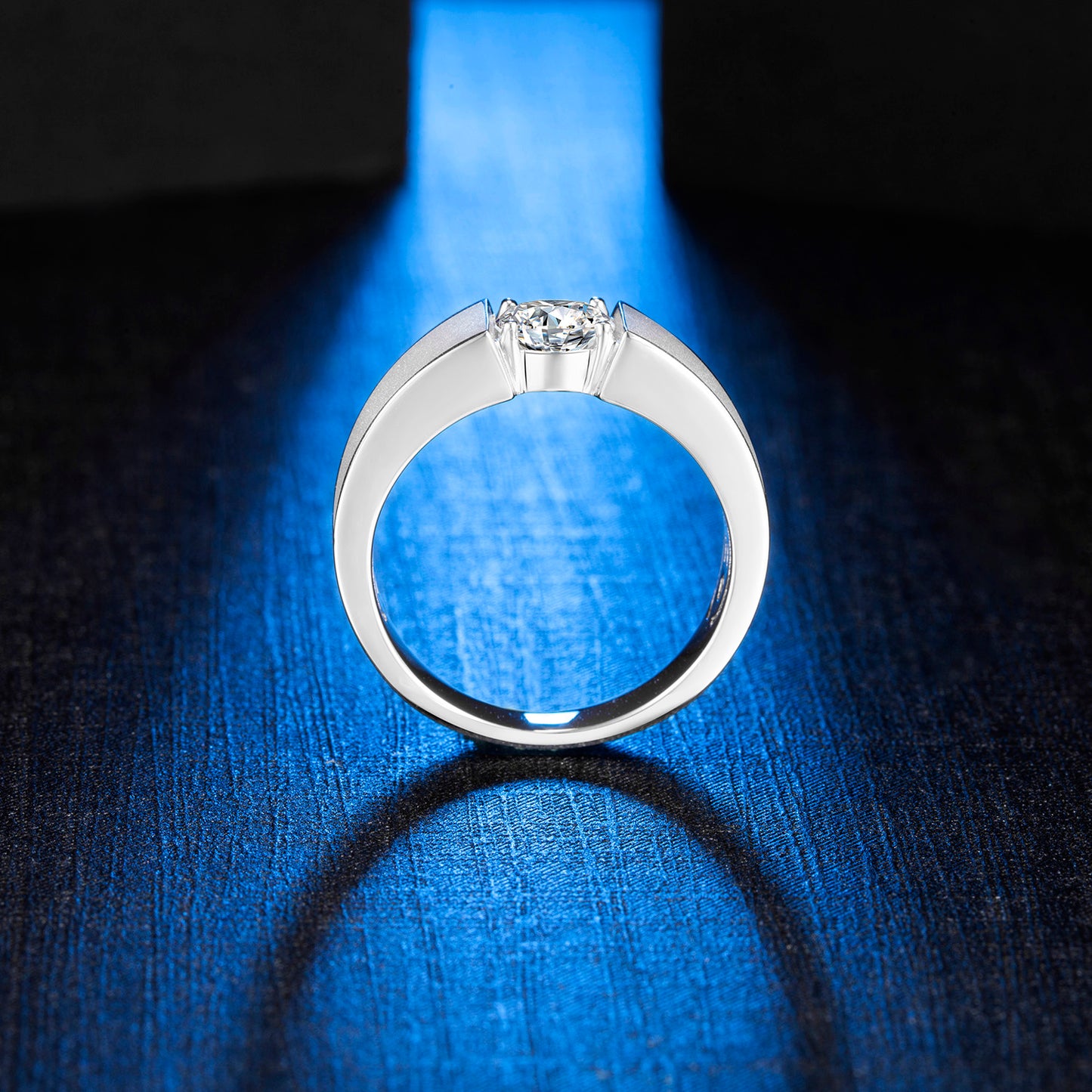 Single Moissanite Diamond 1CT Men's Ring – 925 Sterling Silver