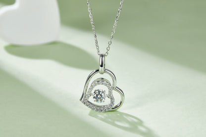 VVS Moissanite Dancing Diamond Double Heart Pendant