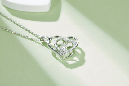 VVS Moissanite Dancing Diamond Double Heart Pendant