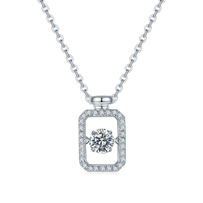 Perfume Bottle Necklace with 0.5CT D Grade Moissanite in S925 Silver