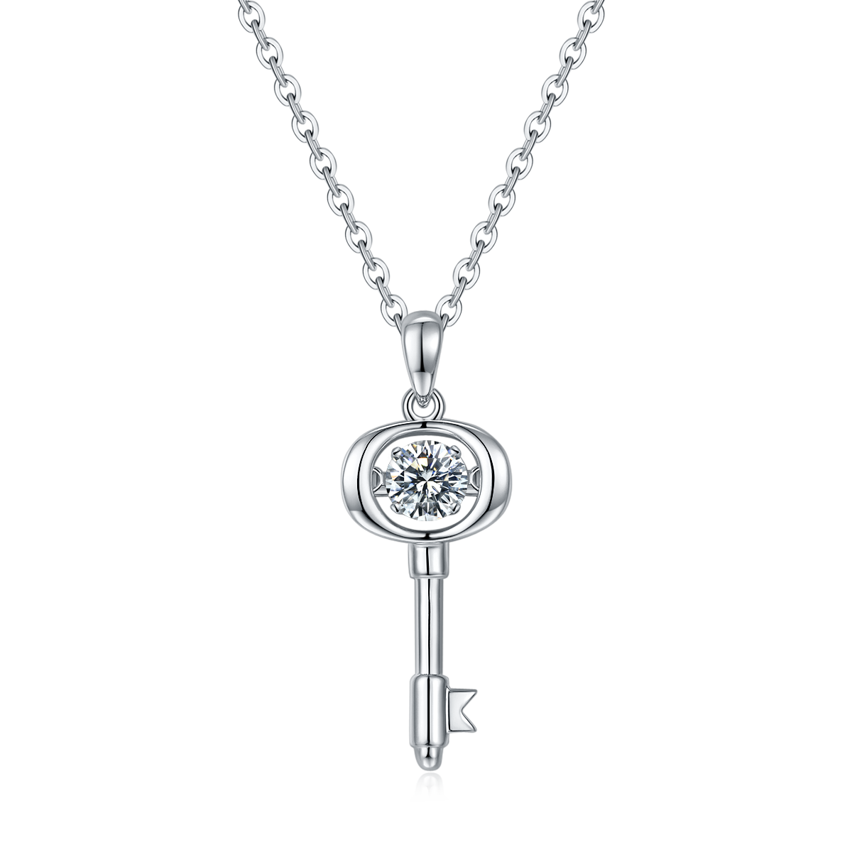 Heart Key Necklace featuring 0.5CT D Grade Moissanite in S925 Silver