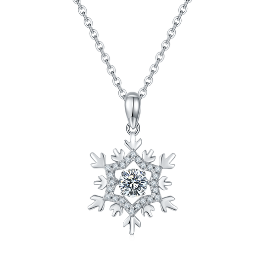 Snowflake-Shaped Moissanite Diamond Pendant Necklace