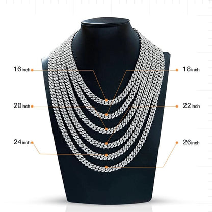 8mm Moissanite Cuban Link Chain – Full Round VVS Moissanite, 925 Sterling Silver