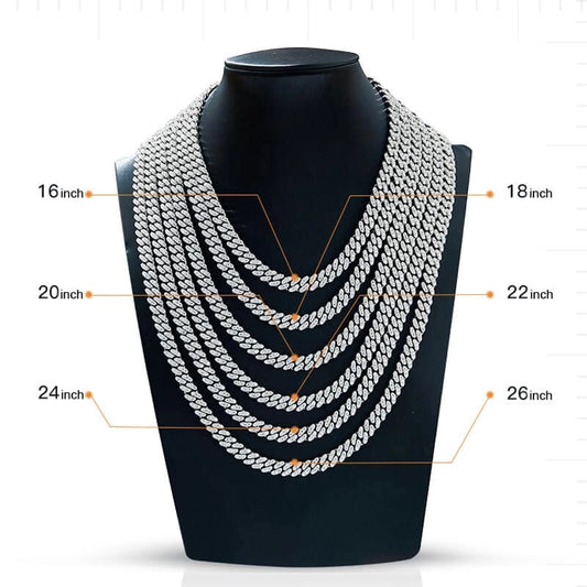 8mm Moissanite Cuban Link Chain – Full Round VVS Moissanite, 925 Sterling Silver
