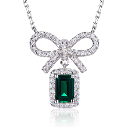 18K Gold Plated  S925 Sterling Silver Emerald necklace female rectangle