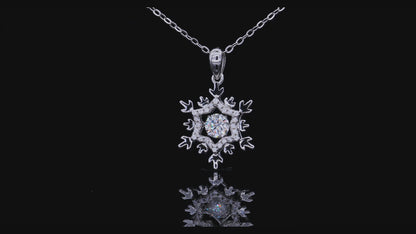 Snowflake-Shaped Moissanite Diamond Pendant Necklace