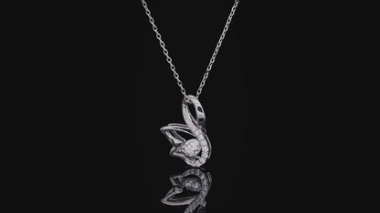 Dancing Swan Moissanite Necklace in S925 Silver 18K White Gold Plated