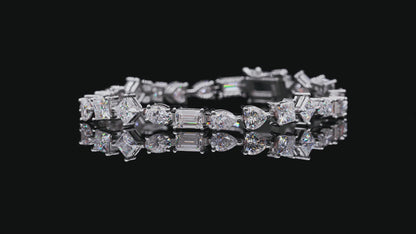 Multi-Shape VVS Moissanite Diamond Tennis Bracelet for Women in 925 Sterling Silver