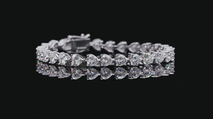 Heart-Cut Moissanite Tennis Bracelet in 925 Sterling Silver with 18K White Gold Plating