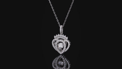 Heart Pendant Necklace, 0.5CT Moissanite D VVS1 in 18K White Gold-Plated Silver