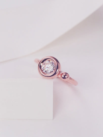 1.0CT D Grade Moissanite Sterling Silver-Plated Rose Gold Ring