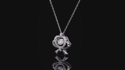 Bow and Heart Necklace with Moissanite in 925 Sterling Silver