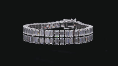 Emerald Moissanite Tennis Bracelet, 3x5mm 0.5CT D Color VVS in White Gold-Plated 925 Silver