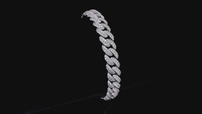 Men's Classic 10mm Cuban Link Bracelet with Full Round VVS Moissanite – 925 Sterling Silver