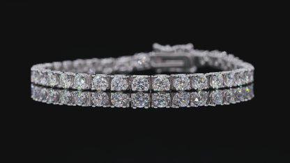 Classic Bull Tennis Bracelet in S925 Silver, 18K White Gold Plated with D-Class Moissanite