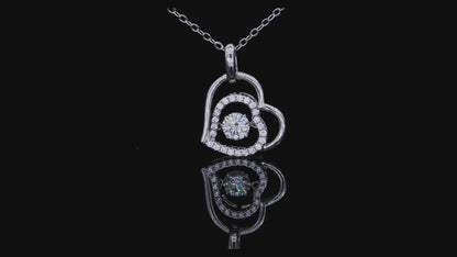 VVS Moissanite Dancing Diamond Double Heart Pendant