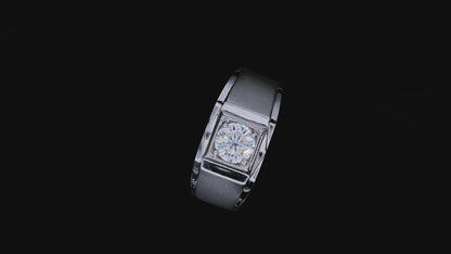 925 Silver Round Moissanite 6.5mm Crown XI Style Men's Ring