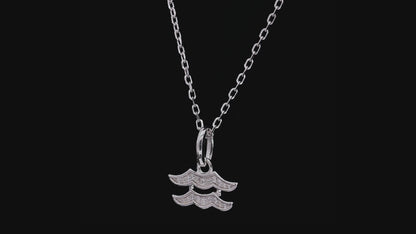 Aquarius Zodiac Moissanite Pendant Necklace – 925 Sterling Silver, 18K White Gold Plating