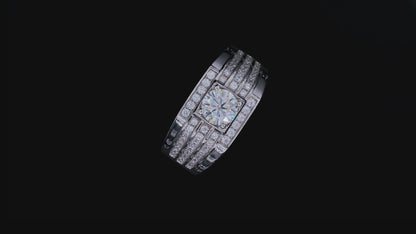 Men's Moissanite Engagement Ring, 1CT Wedding Band in 925 Sterling Silver