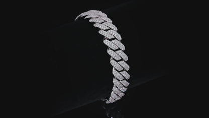 14mm Moissanite Cuban Link Chain – Full Round VVS Moissanite, 925 Sterling Silver