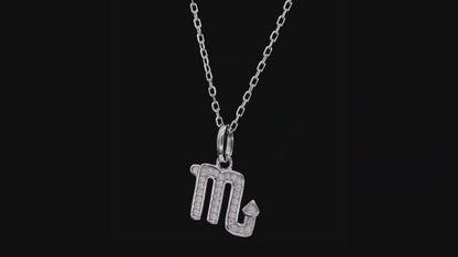 Scorpio Zodiac Moissanite Pendant Necklace – 925 Sterling Silver, 18K White Gold Plating