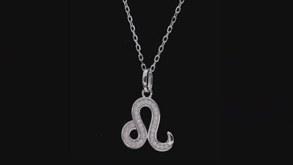 Leo Zodiac Moissanite Pendant Necklace – 925 Sterling Silver, 18K White Gold Plating