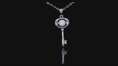 Heart Key Necklace featuring 0.5CT D Grade Moissanite in S925 Silver