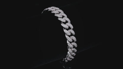 12mm Moissanite Cuban Link Chain – Full Round VVS Moissanite, 925 Sterling Silver